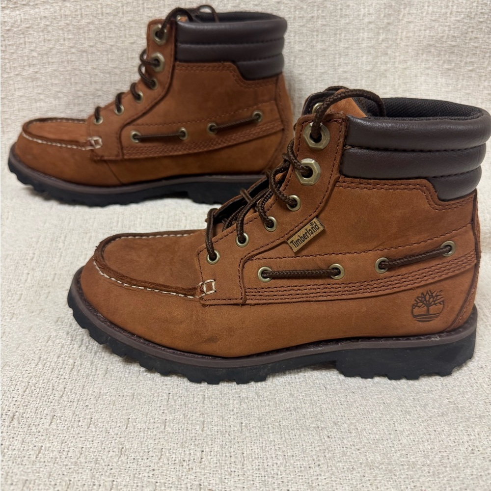 Timberland Boys Oakwell Kids Nubuk Brown Leather Boots hiking outdoors walking
